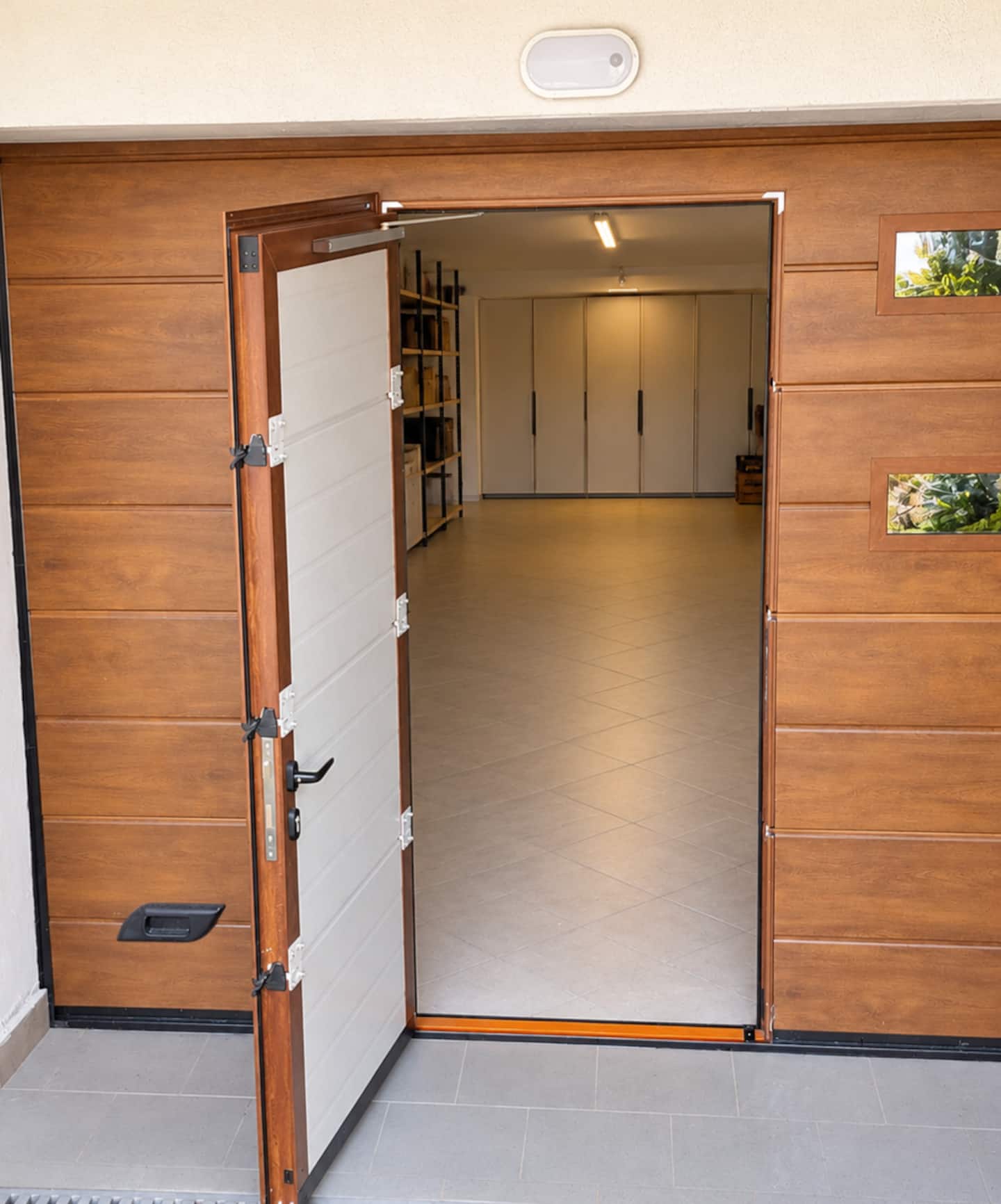 The open garage, through which you enter the apartment