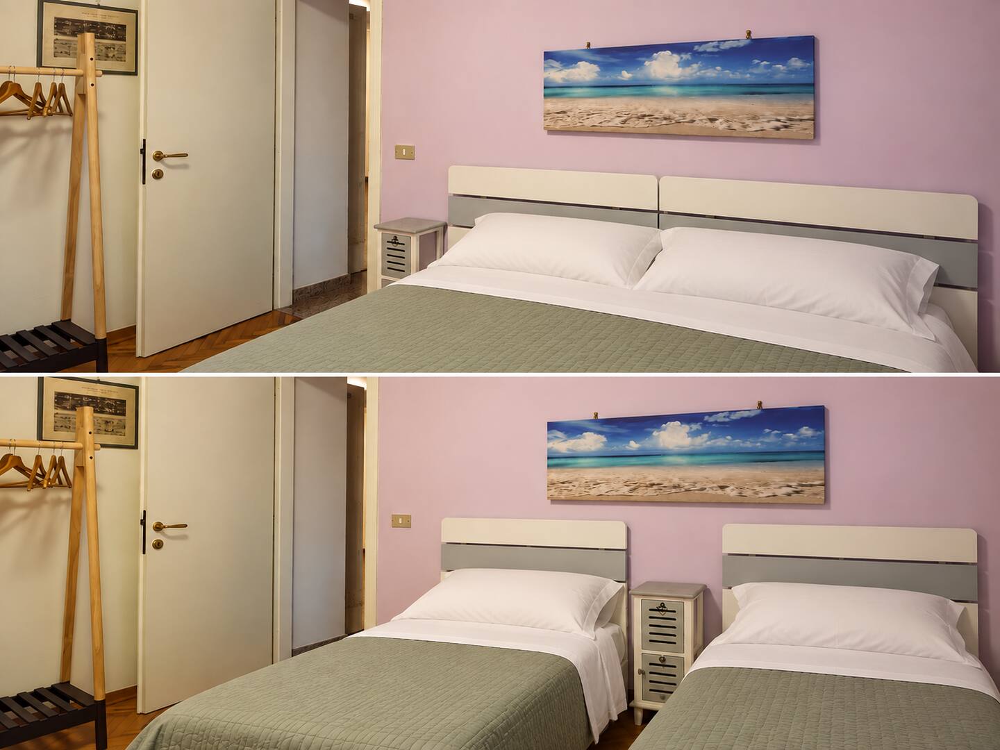 The private room, with a double bed or two single beds